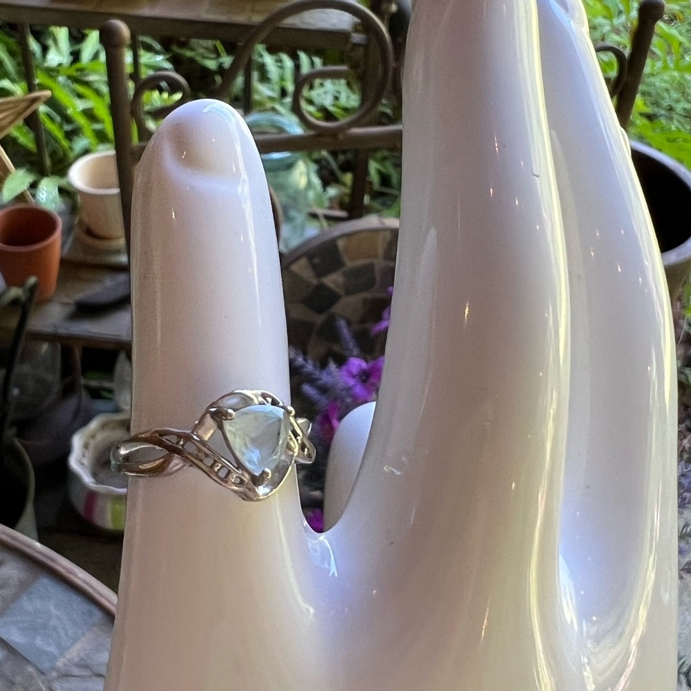 Sterling silver aquamarine ring sz 6.5 women’s